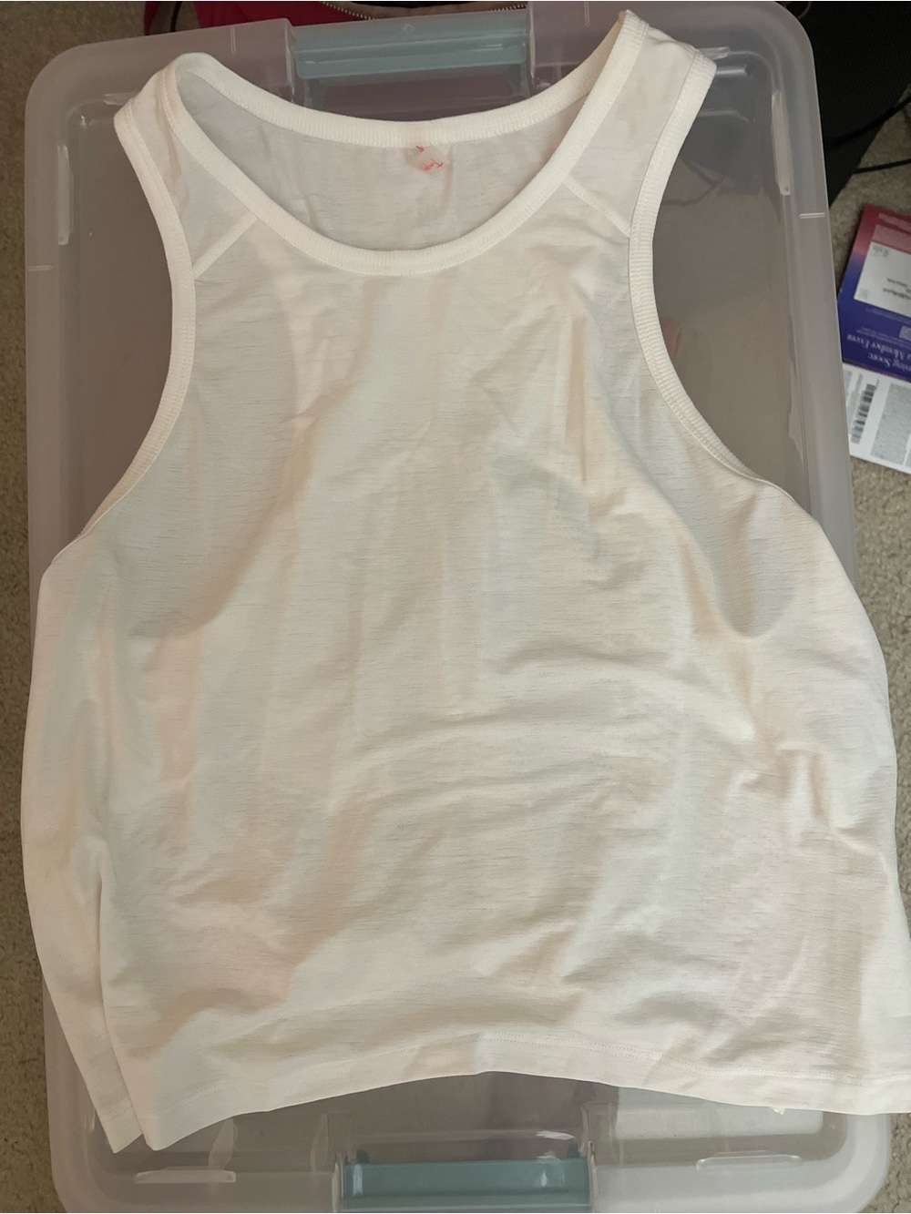 Free People White High Neck Ribbed Tank
